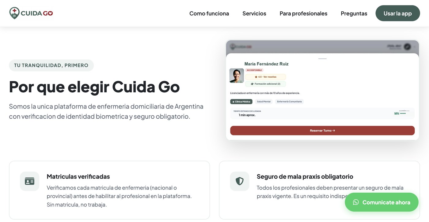 CuidaGo — plataforma de enfermería a domicilio
